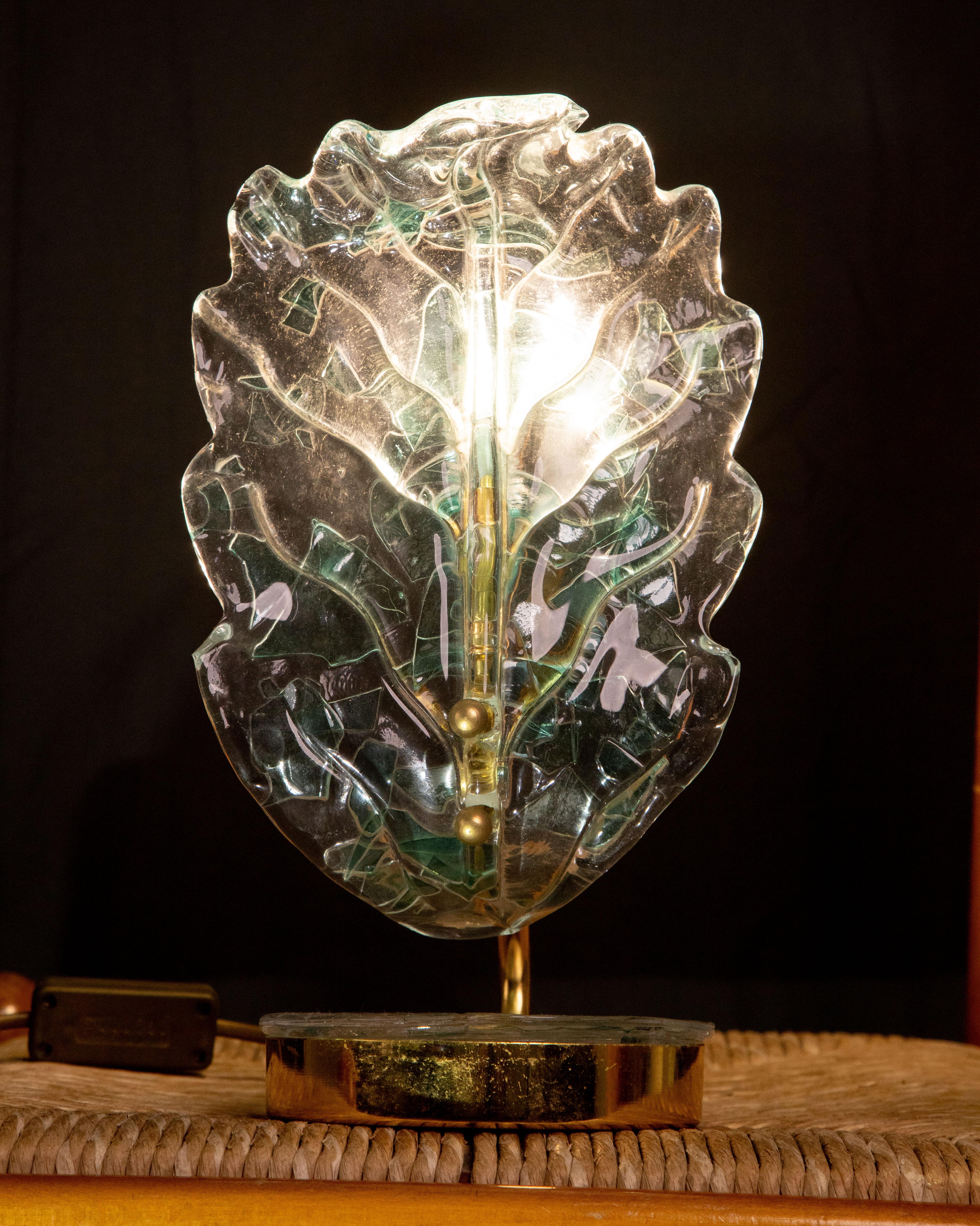 Murano Blue Glass Table Lamp, 1970 In Good Condition For Sale In Roma, IT