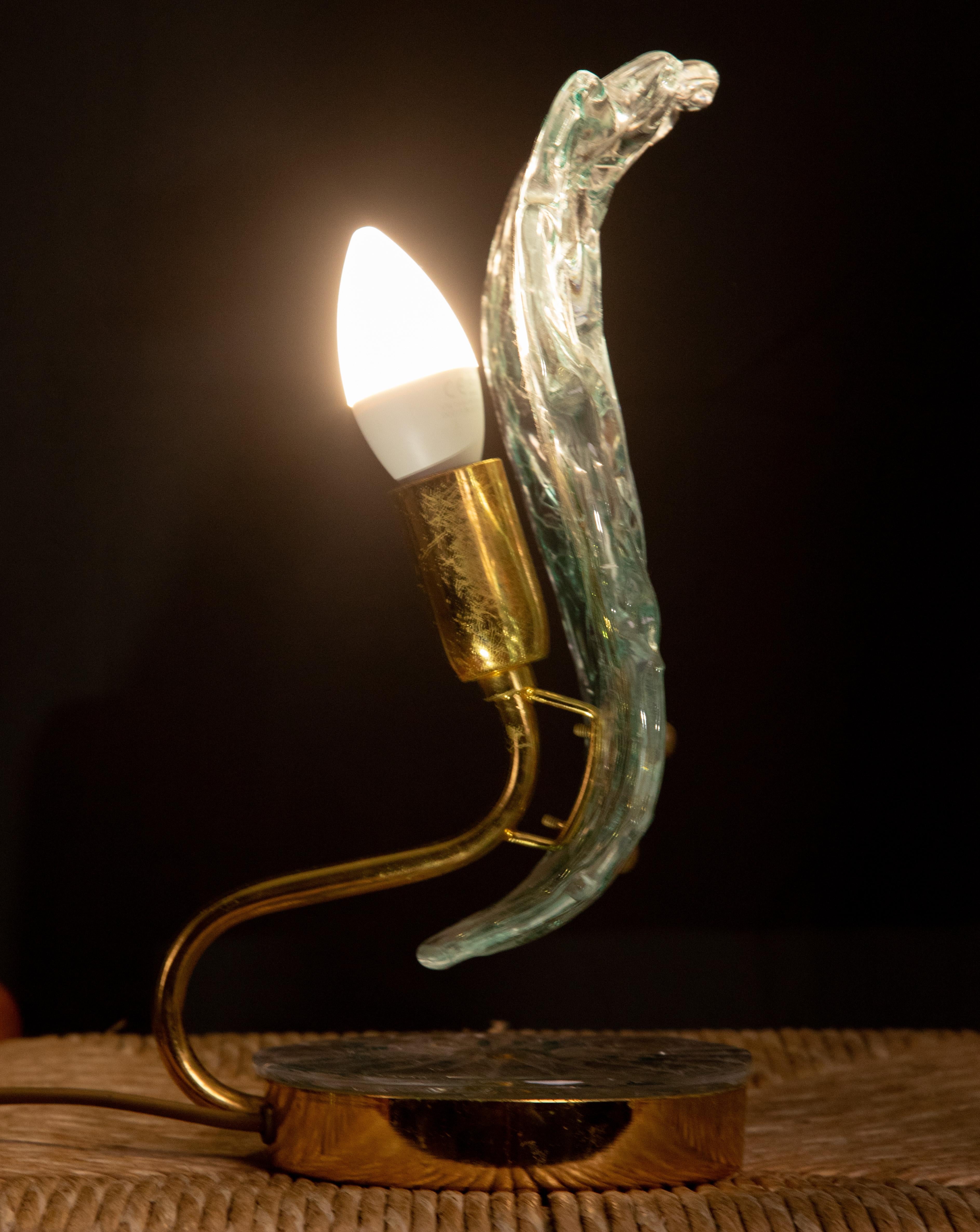 Fin du 20e siècle Lampe de bureau en verre de Murano bleu, 1970 en vente