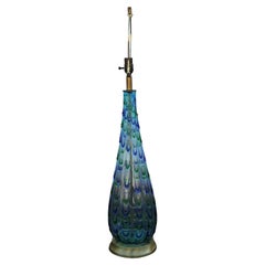 Murano Blue Glass with Green Drip Table Lamp