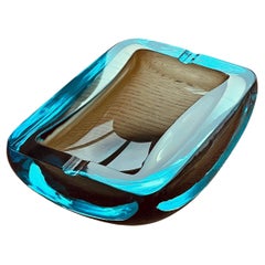 Murano Blue-Gray Glass Bowl Ashtray by Flavio Poli