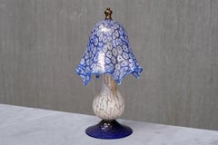 Murano Blue Millefiori Glass Lamp with Gold-Accented Base, Italy, 1970s