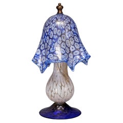 Murano Blue Millefiori Glass Lamp with Gold-Accented Base, Italy, 1970s Murano Blue Millefiori Glass Lamp with Gold-Accented Base, Italy, 1970s