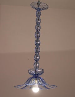 Murano Blue Pendant Chandelier Attributed to Venini, Doge model