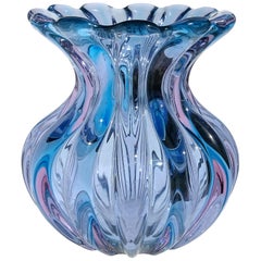 Murano Blue Purple Alexandrite Italian Art Glass Color Changing Flower Vase