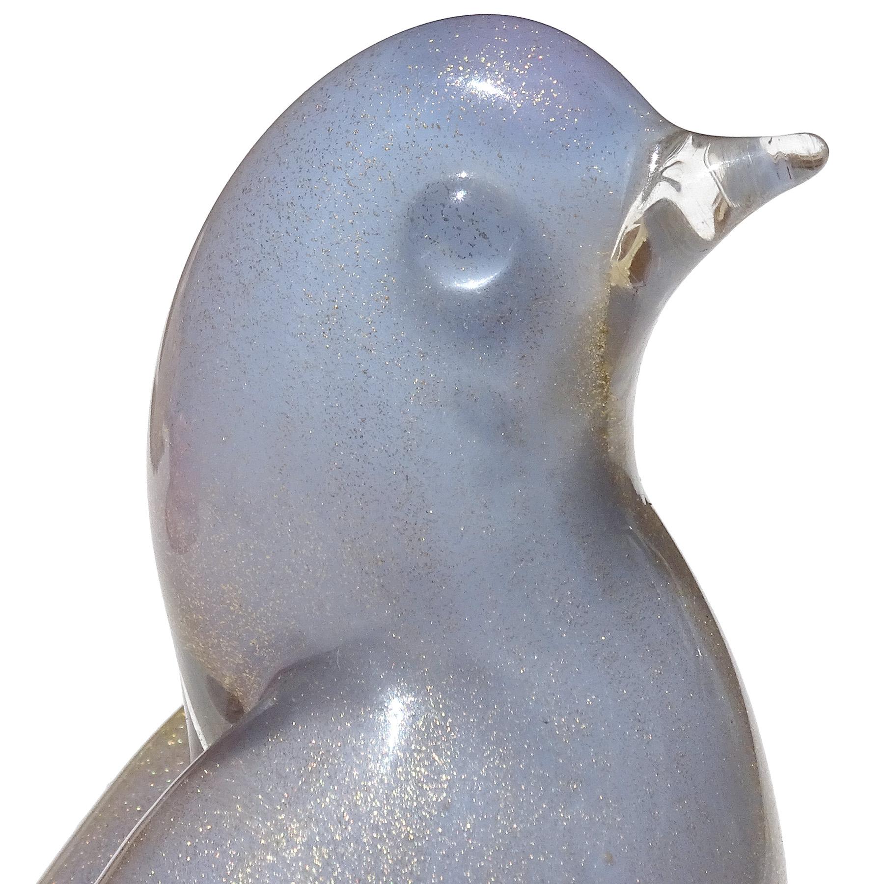 Murano Blue Purple Gold Flecks Italian Art Glass Baby Bird Figurine Paperweight In Good Condition For Sale In Kissimmee, FL