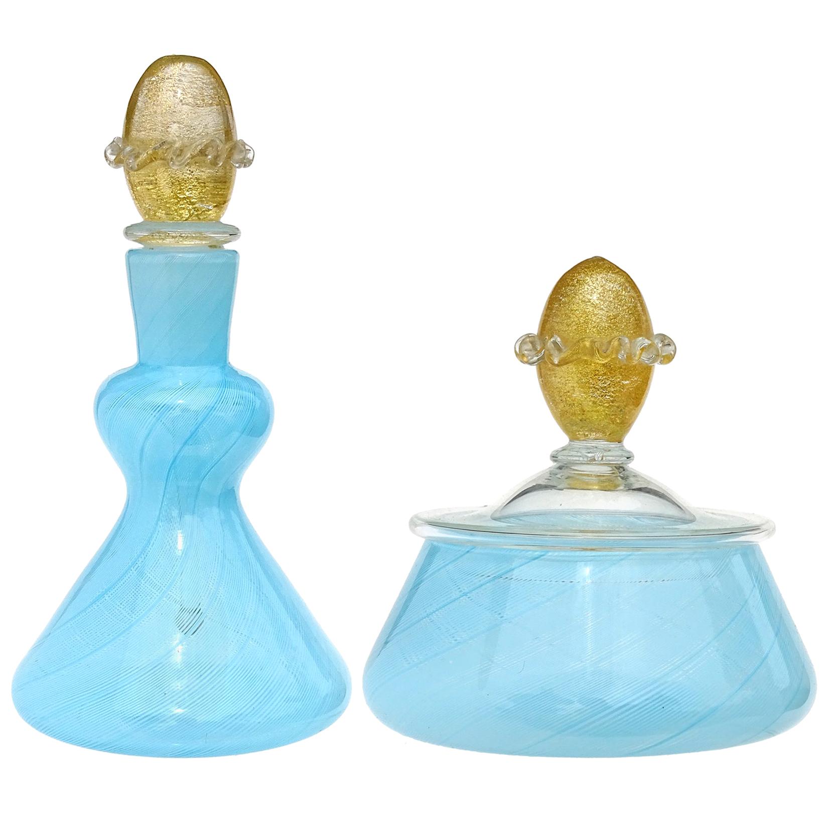 Murano Red Gold Flecks Bullicante Bubbles Italian Art Glass Vanity