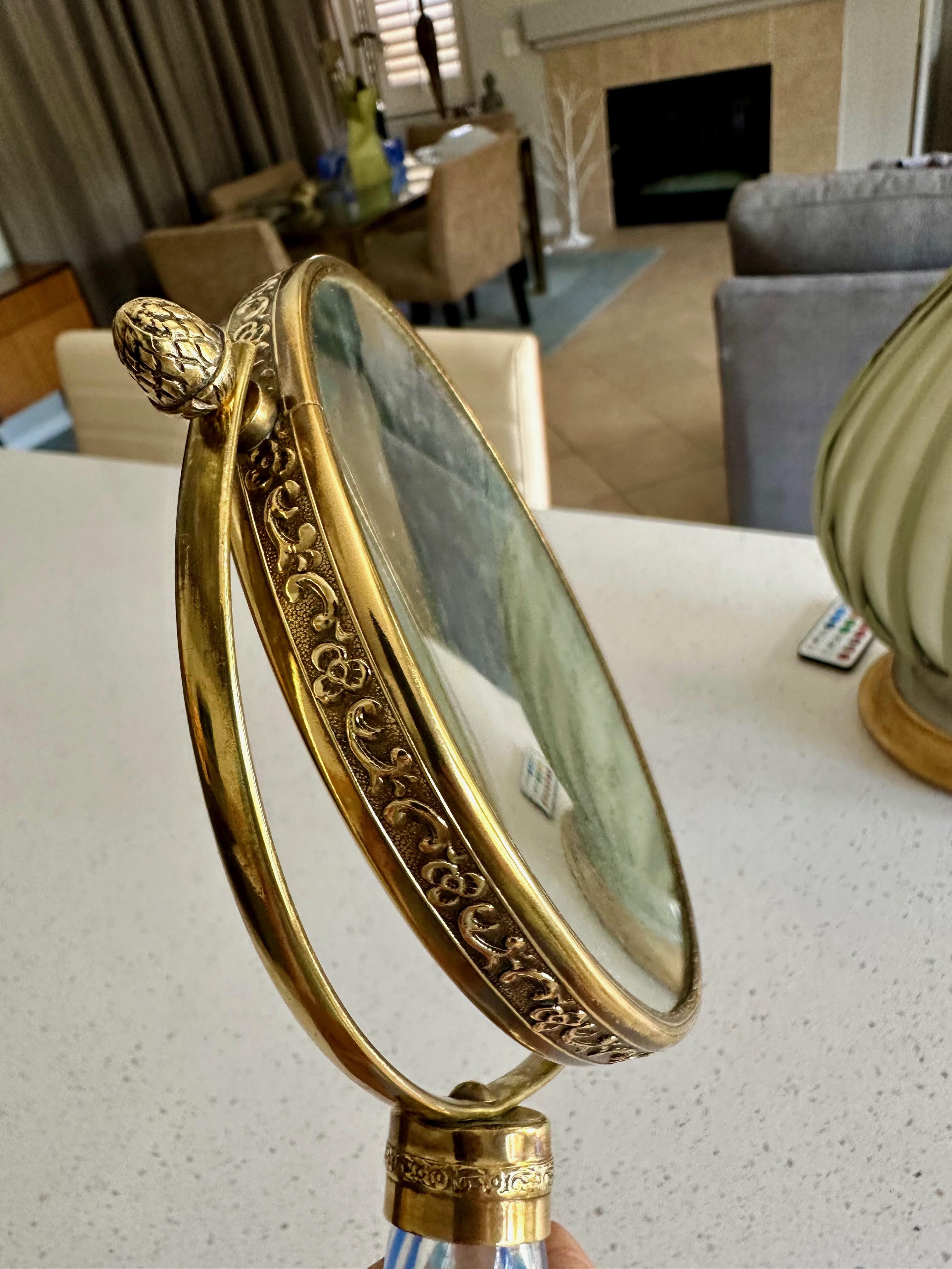 Murano Blue Stripe Glass Vanity Table Mirror For Sale 4