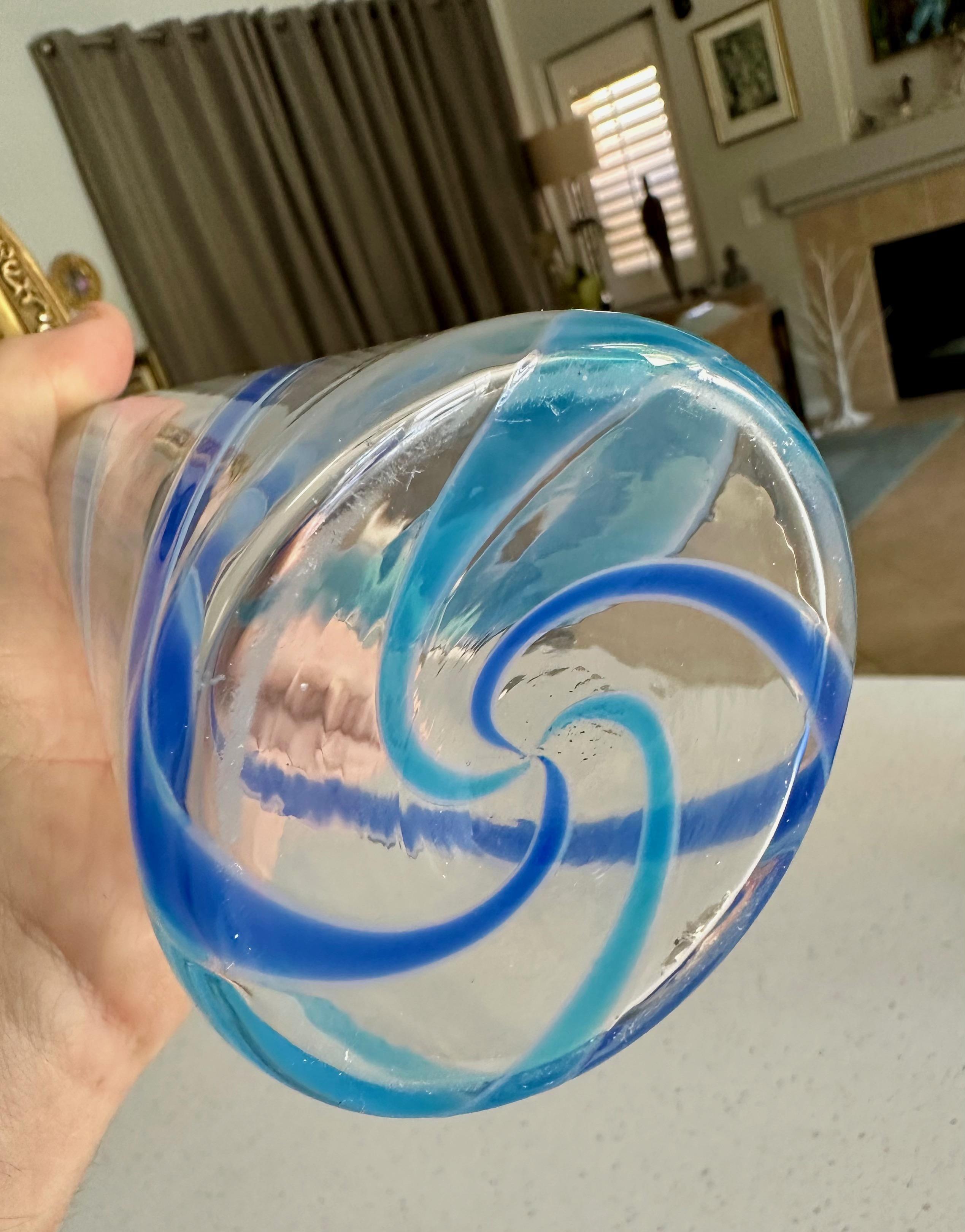Murano Blue Stripe Glass Vanity Table Mirror For Sale 5