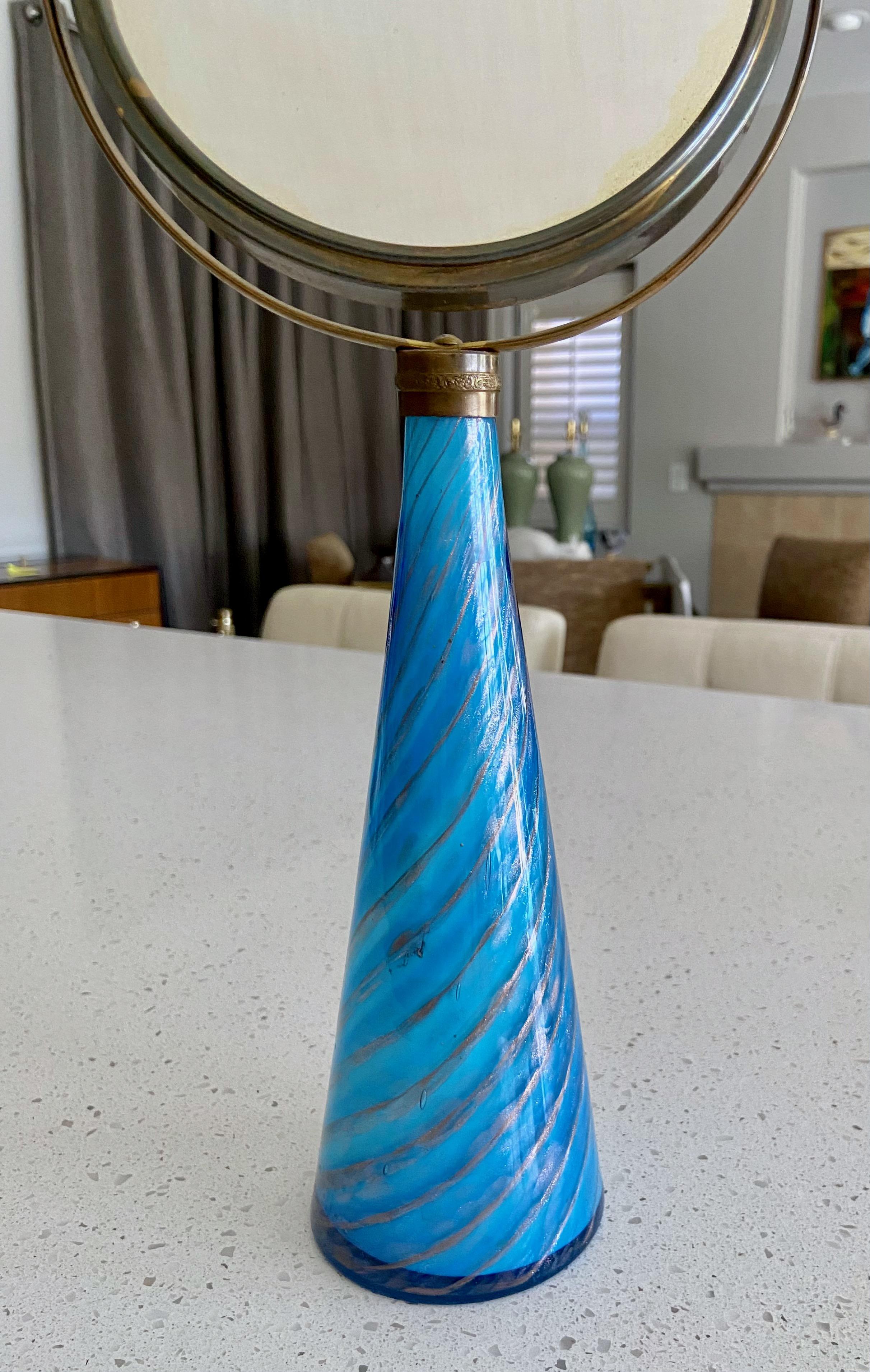 Murano Blue Stripe Glass Vanity Table Mirror 6
