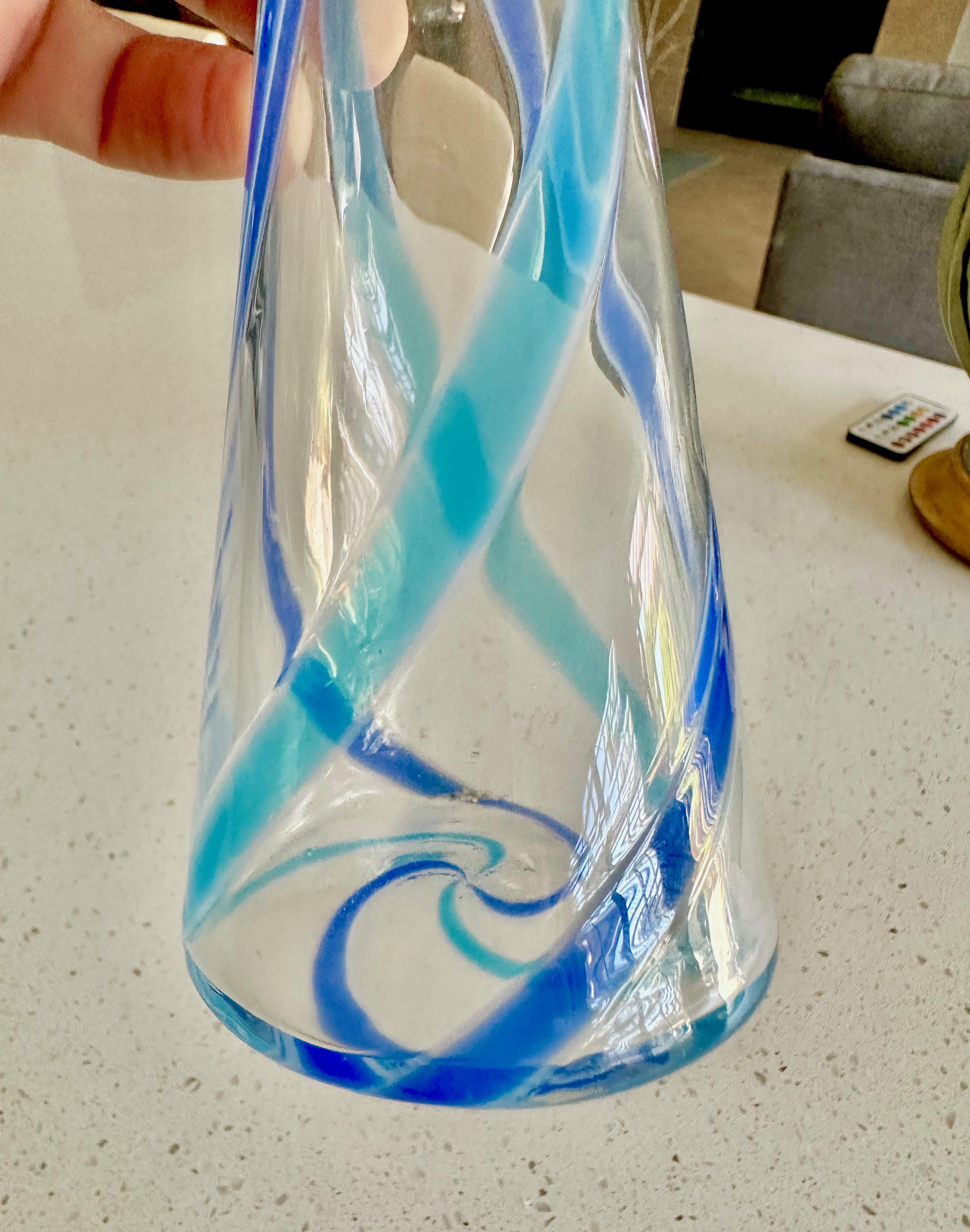 Murano Blue Stripe Glass Vanity Table Mirror For Sale 6