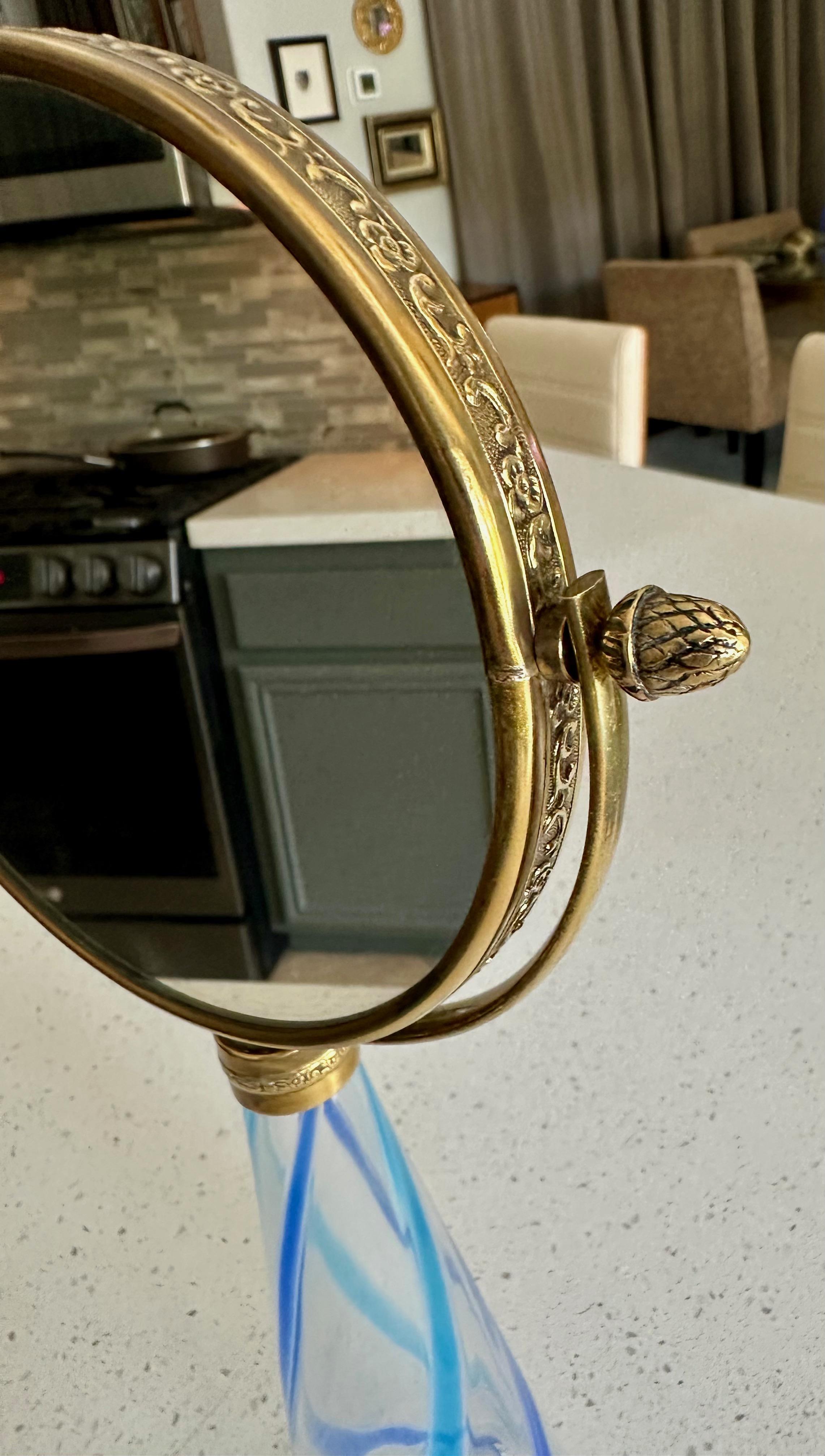 Murano Blue Stripe Glass Vanity Table Mirror For Sale 7