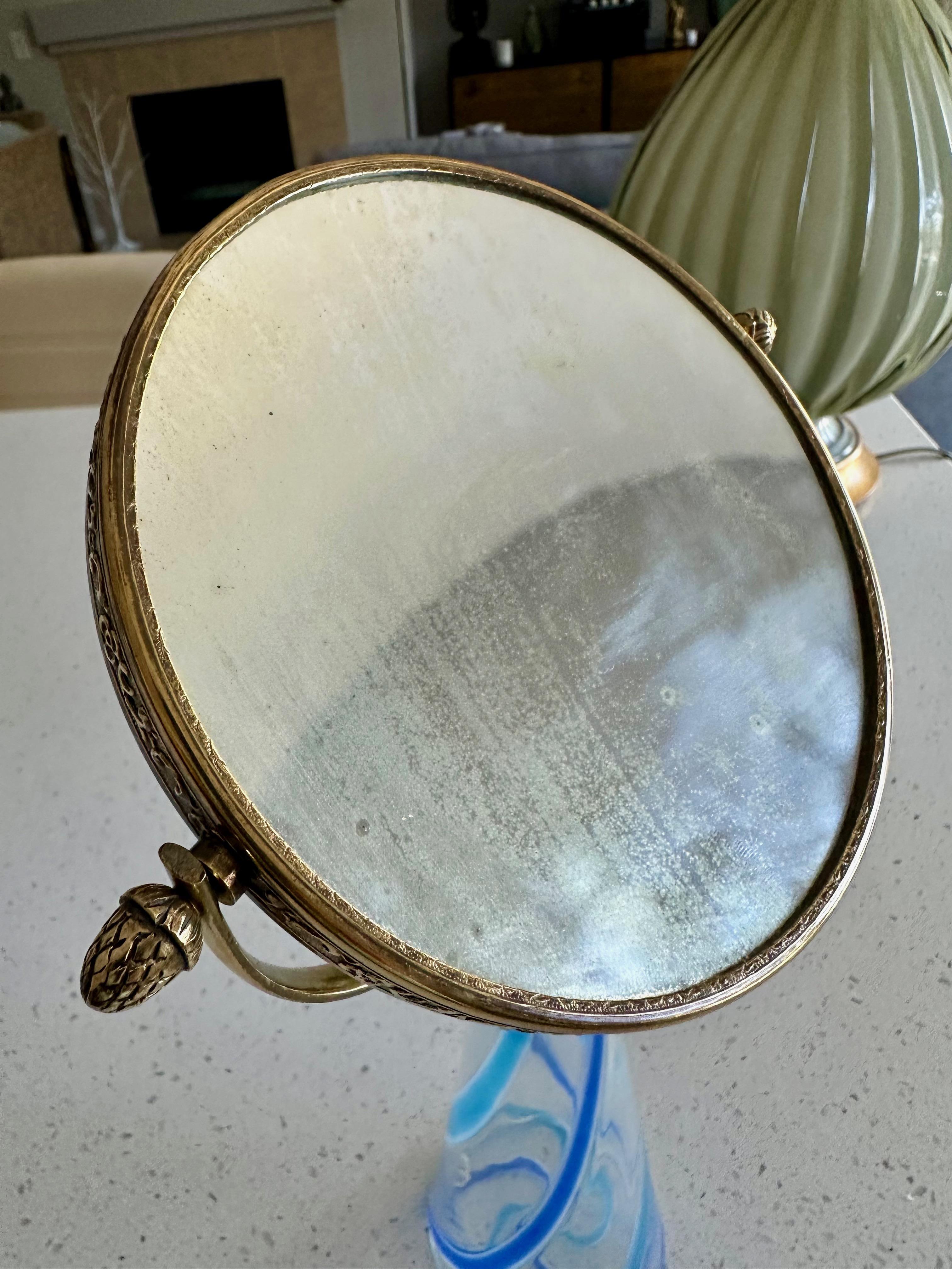 Murano Blue Stripe Glass Vanity Table Mirror For Sale 10