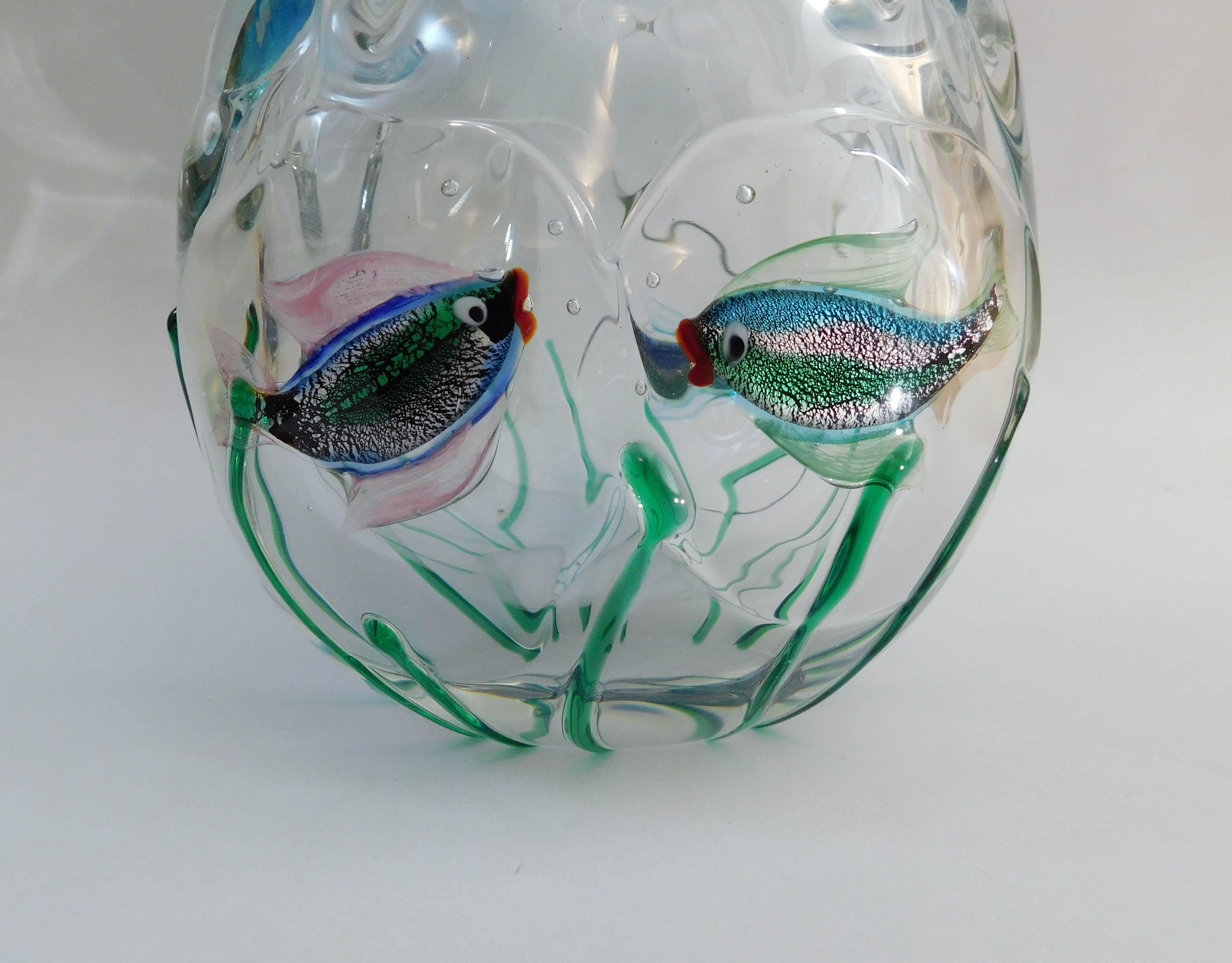 Vaso blu di Murano con pesce di Sergio Costantini In condizioni buone in vendita a Los Angeles, CA
