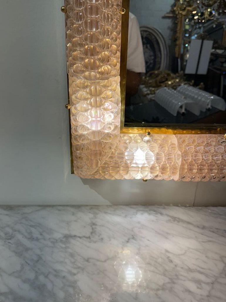 Contemporary Murano Blush Glass Light-Up Mirrors For Sale