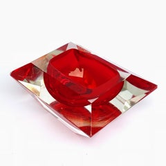 Murano bowl, Flavio Poli, submerged glass. Cut and ruby ​​color, Italy, 50s