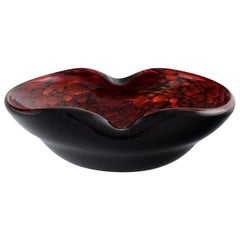 Murano Bowl in Black and Red Mouth Blown Art Glass, Italian Design, 1960s