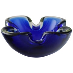 Murano Bowl in Blue Mouth Blown Art Glass. Italian Design, 1960s