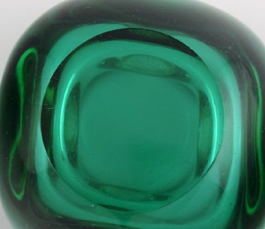 Mid-20th Century Murano Bowl in Green and Gold-Colored Mouth-Blown Art Glass, 1960s