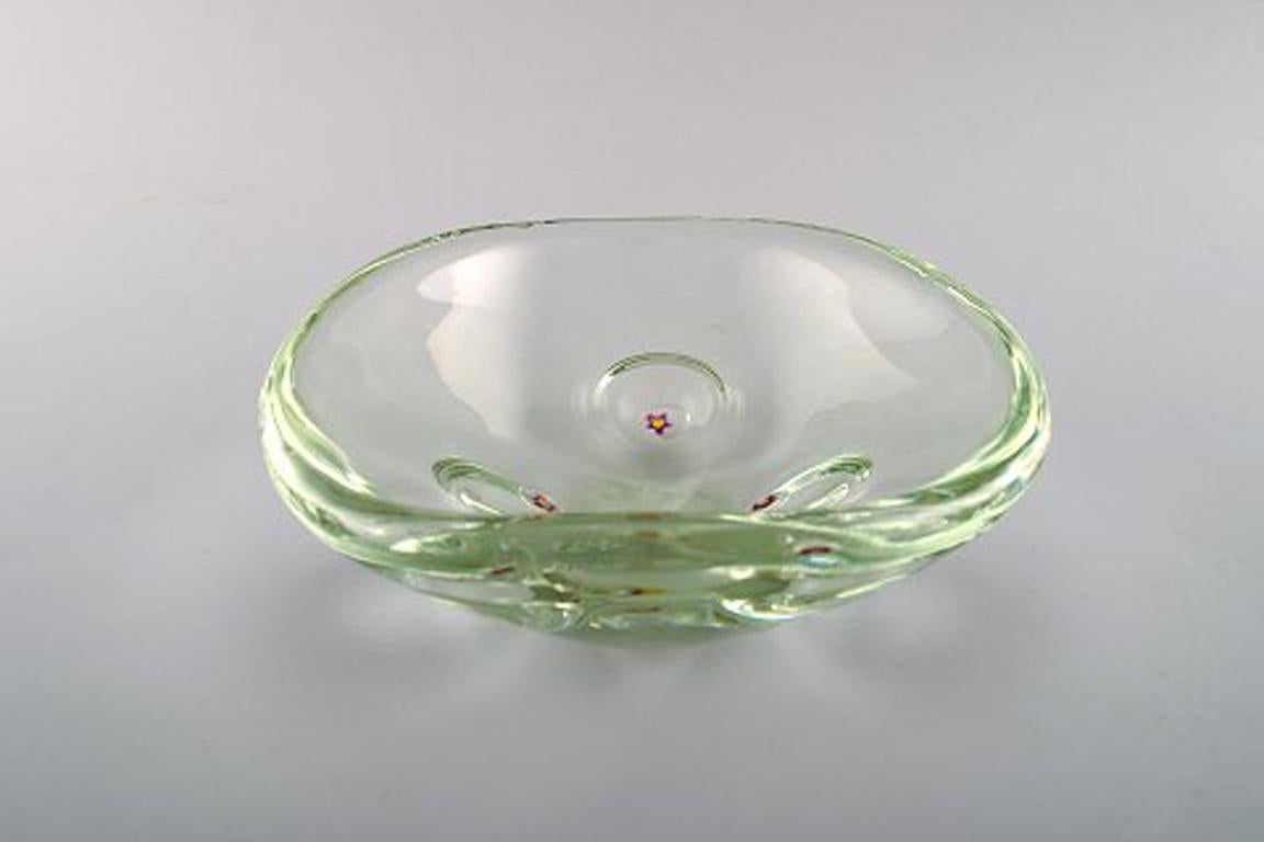 Mid-Century Modern Murano Bowl in Mouth Blown Art Glass with Flowers in the Glass Mass, 1960s For Sale