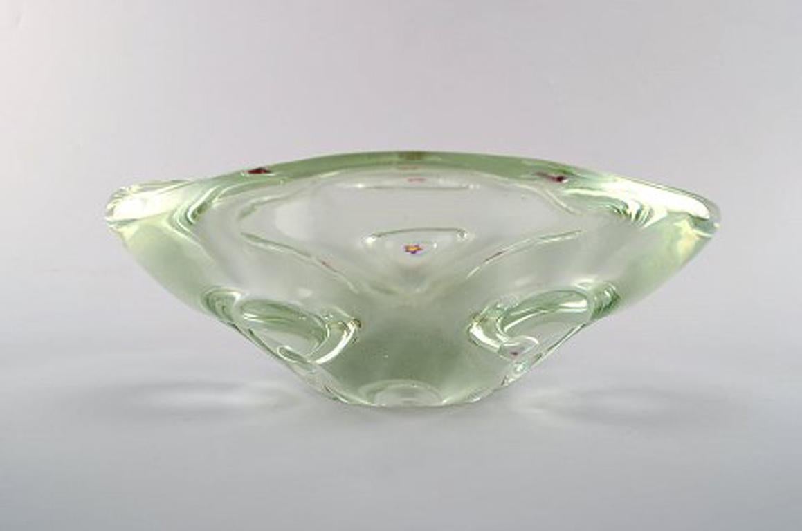 Italian Murano Bowl in Mouth Blown Art Glass with Flowers in the Glass Mass, 1960s For Sale