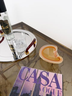 Murano Bowl Shell / Ashtray in Peach -Orange Sommerso Glass Seguso Italy, 1970s