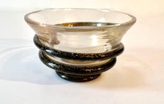 Murano Bowl With Dark Spiral of Brown and Gold Flecks