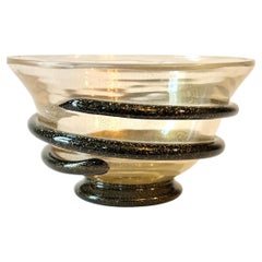 Murano-Schale mit dunkler Spirale aus braunen und goldenen Flecken