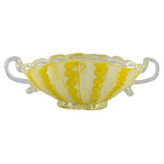 Murano Bowl with Handles in Mouth-Blown Art Glass, 1960s
