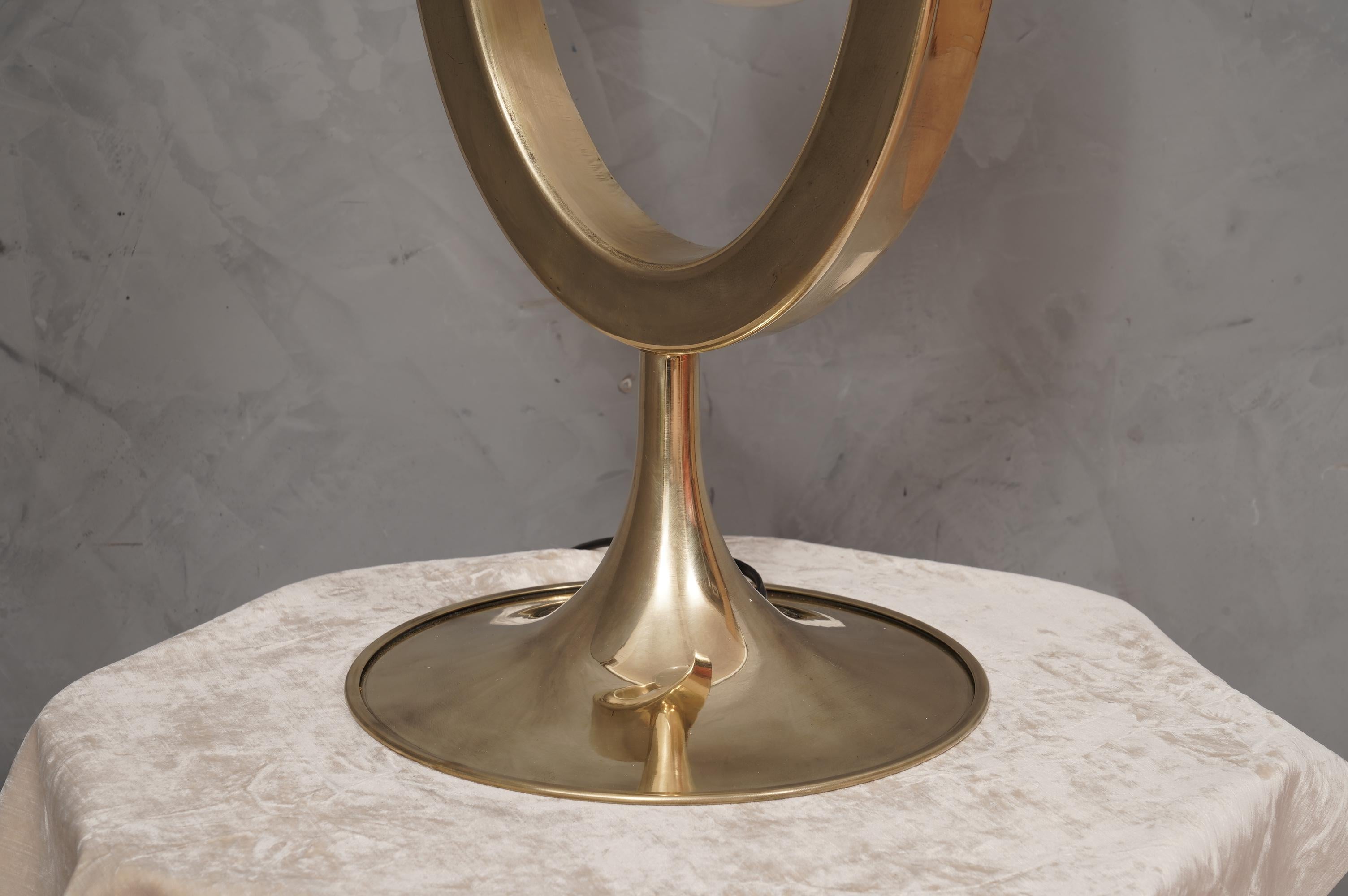 Late 20th Century Murano Brass and Glass MidCentury Table Lamp, 1990 For Sale