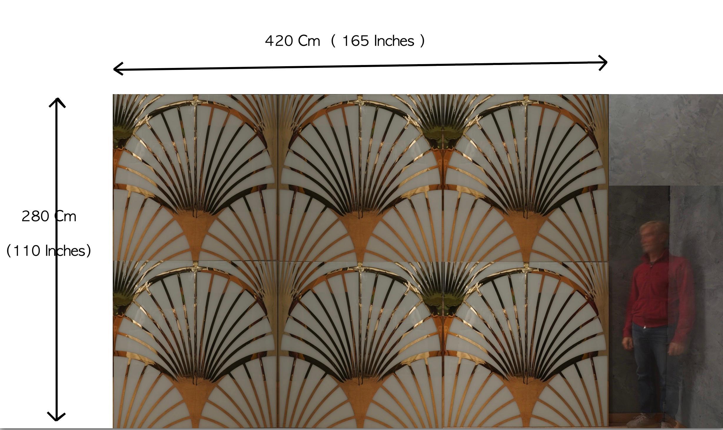 Panneau mural en laiton et verre de Murano (55x55 pouces), 2020 en vente 3