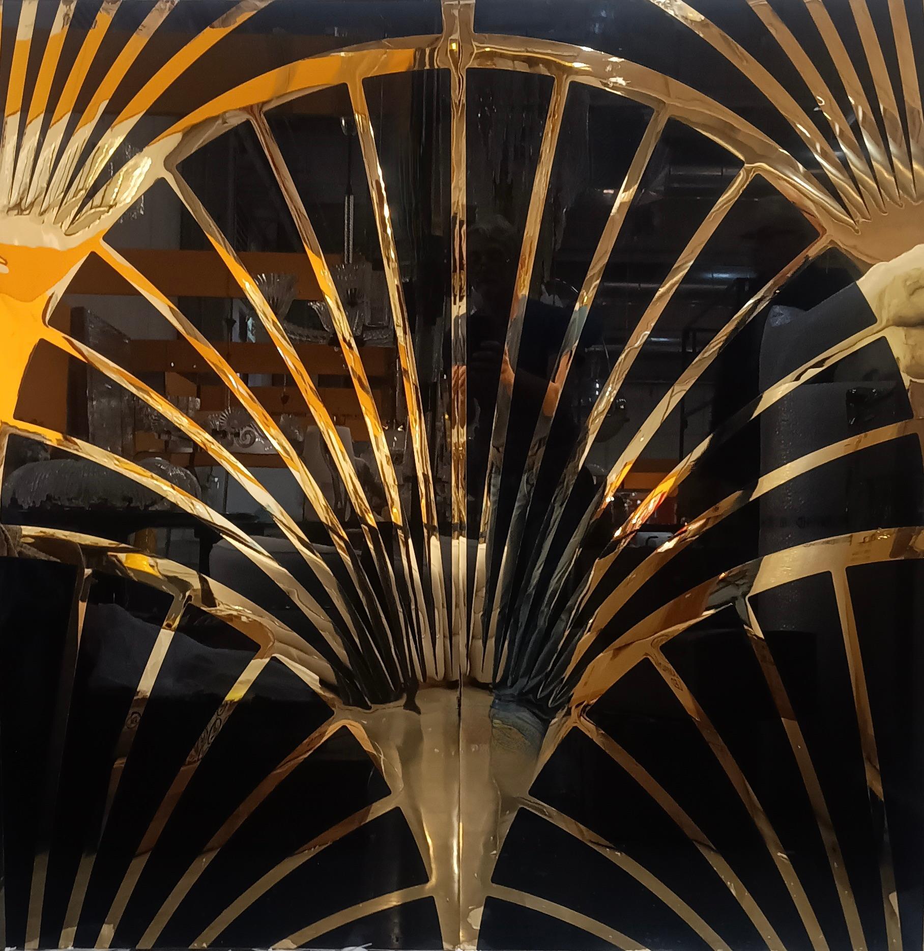 Panneau mural en laiton et verre de Murano (55x55 pouces), 2020 en vente 4