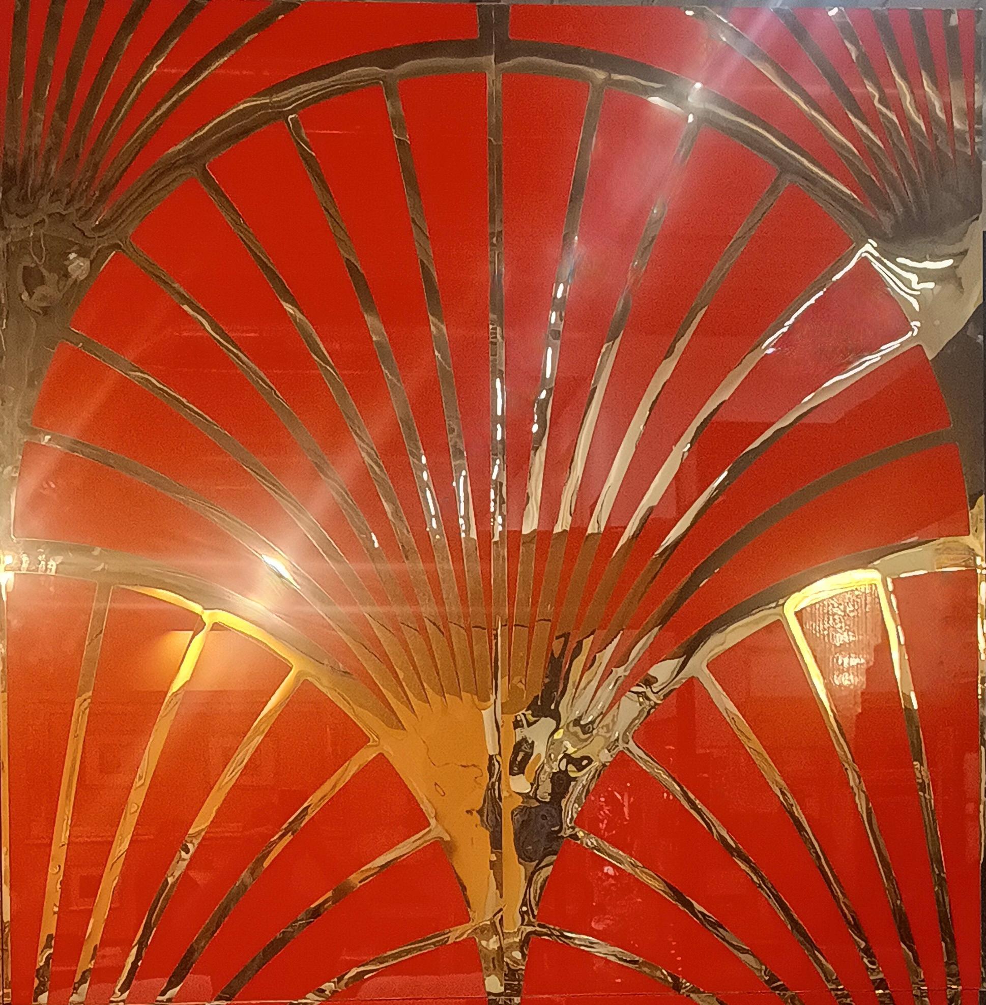 Panneau mural en laiton et verre de Murano (55x55 pouces), 2020 en vente 9