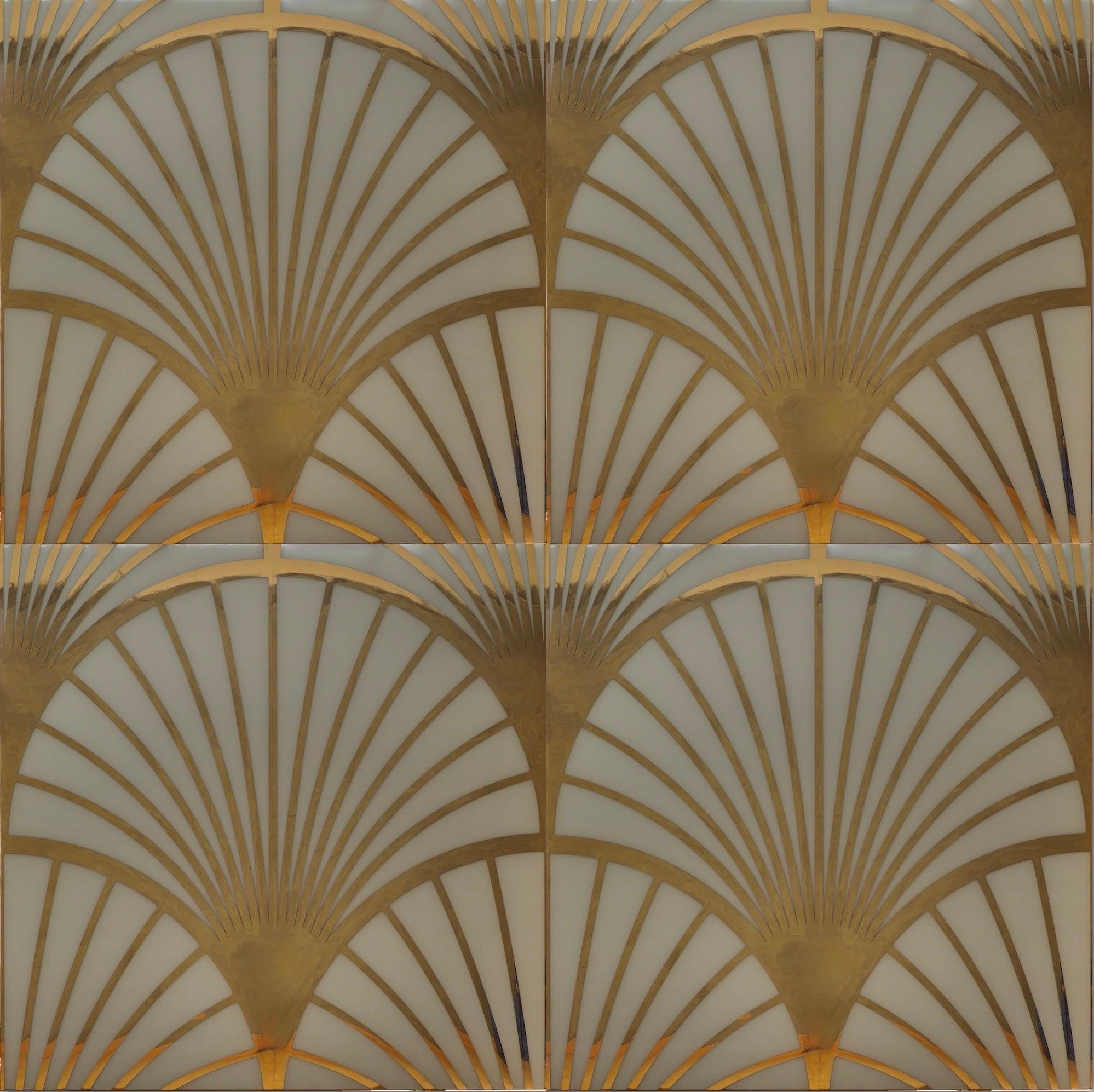 Laiton Panneau mural en laiton et verre de Murano (55x55 pouces), 2020 en vente