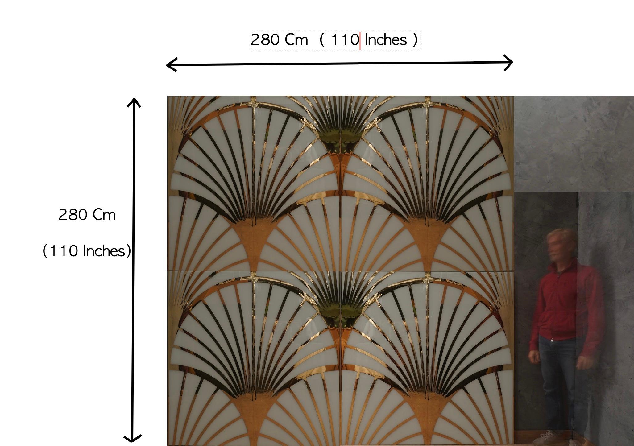 Panneau mural en laiton et verre de Murano (55x55 pouces), 2020 en vente 1
