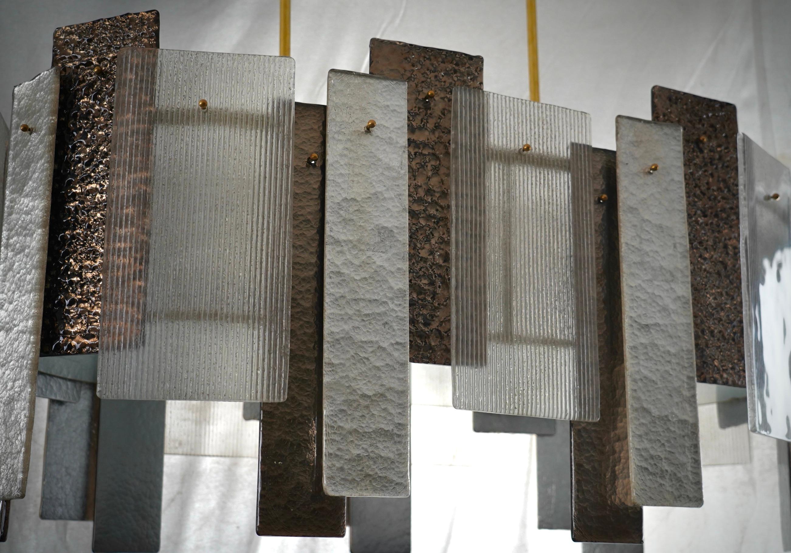 Ottone Lampadario e pendenti in vetro artistico e ottone di Murano in bronzo e argento, 2020 in vendita