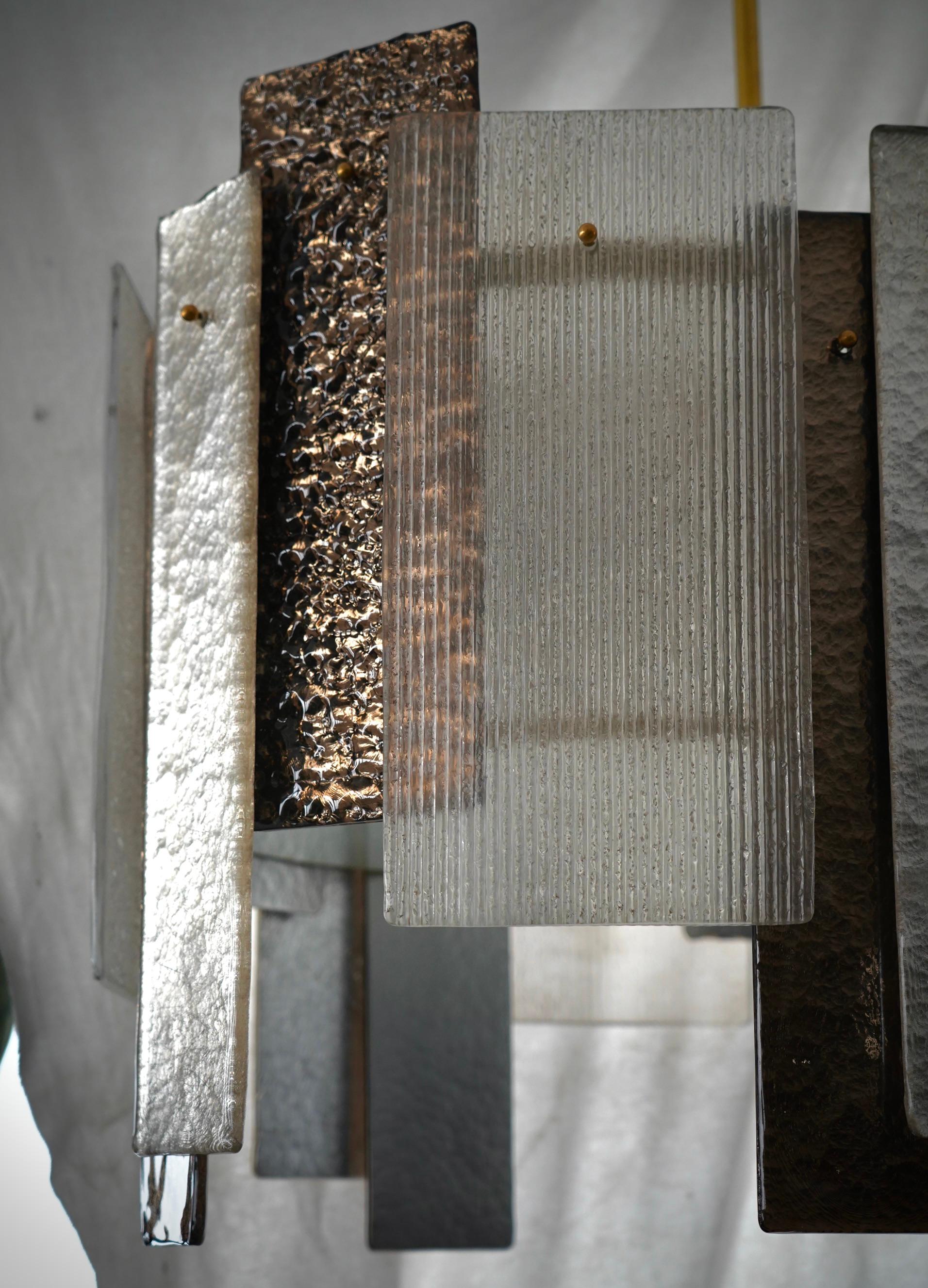 Lampadario e pendenti in vetro artistico e ottone di Murano in bronzo e argento, 2020 in vendita 1