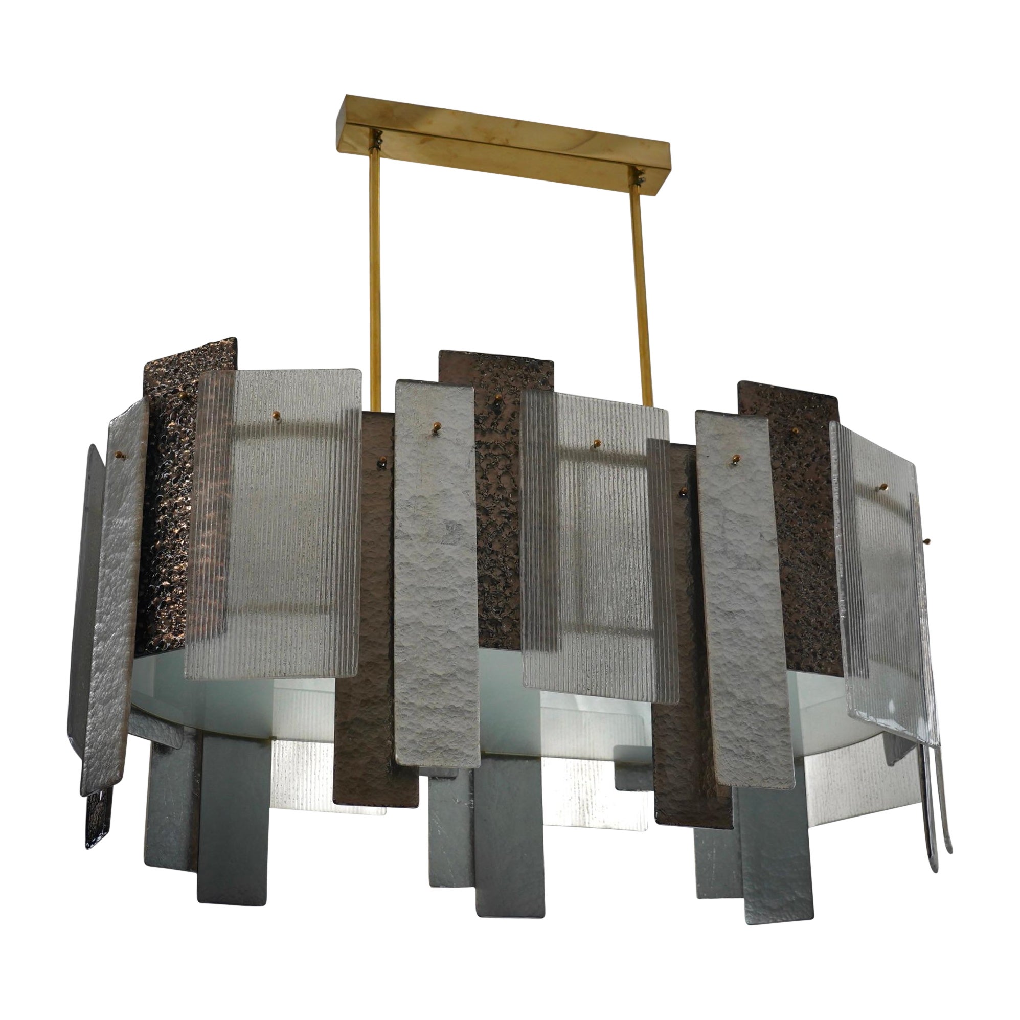 Lustre et pendentifs d'art de Murano en bronze et argent, 2020