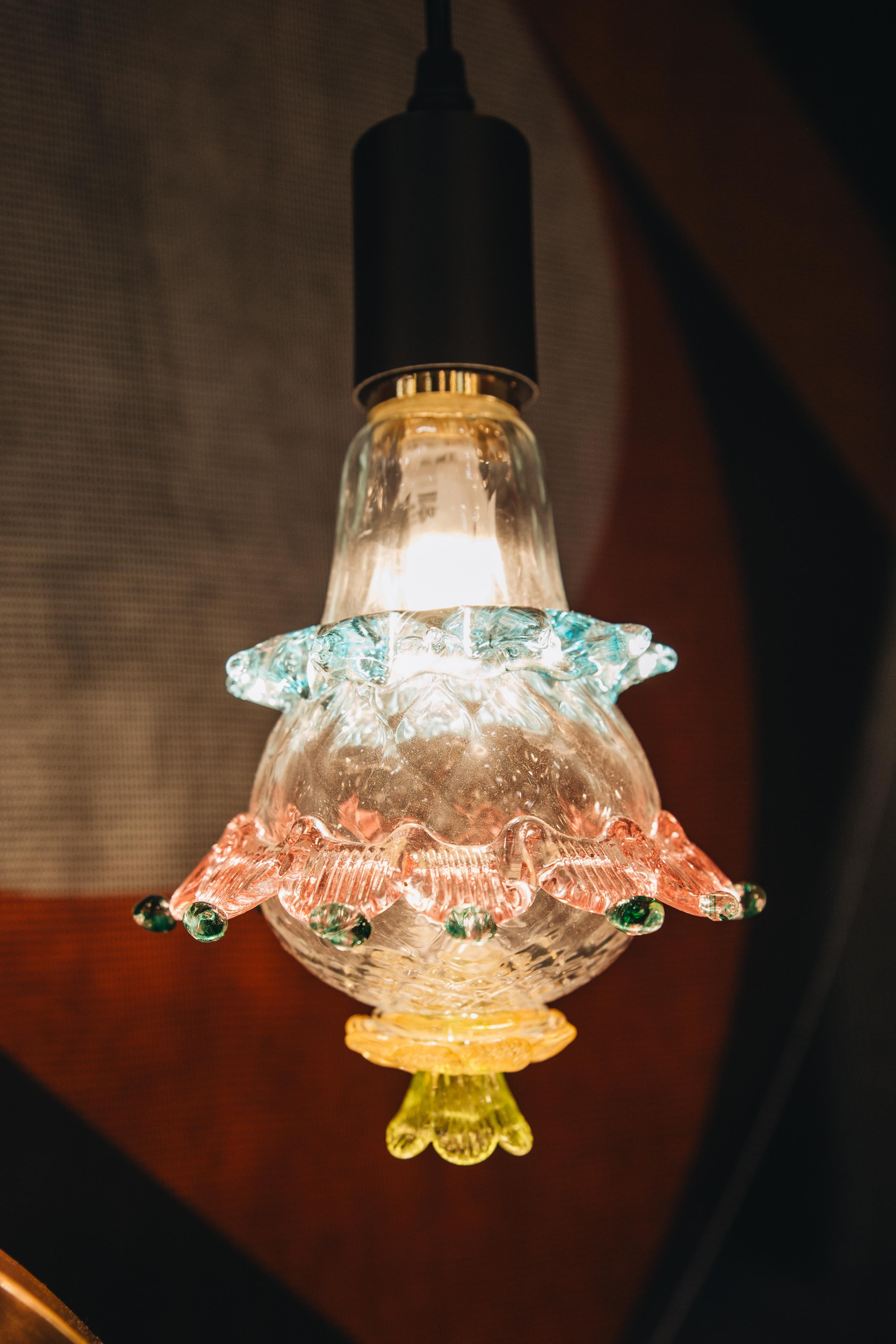 Hand-Crafted Murano Bulb - Hand-blown warm white dimmable hand-blown light fixture - ISABELLA For Sale