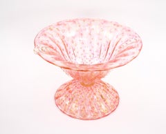 Bol de centre de table en verre de Murano Bullicante/Or infusé de couleur rose