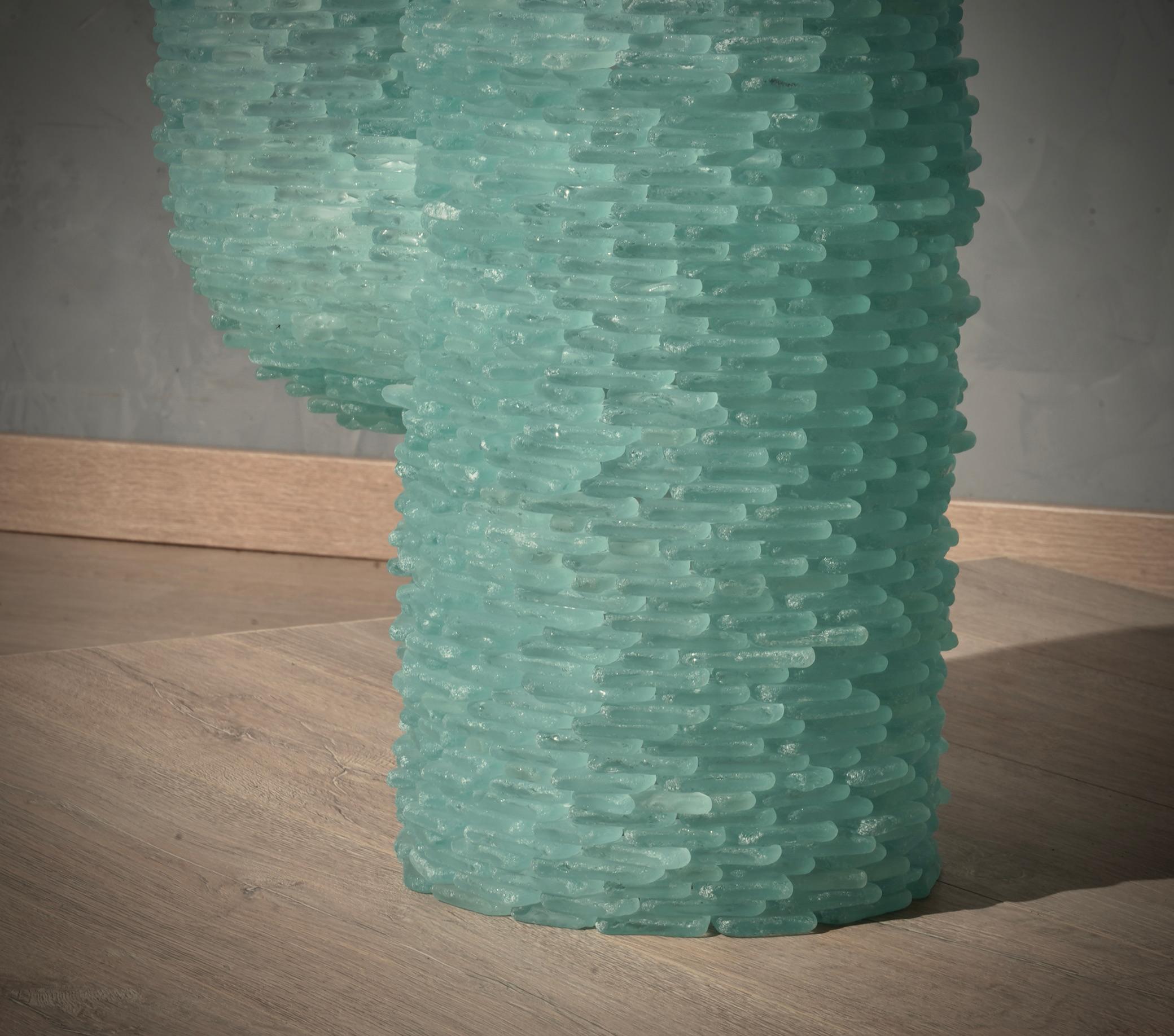 Lampadaire rond en verre d'art de Murano Cactus de couleur vert eau, 1970 en vente 3