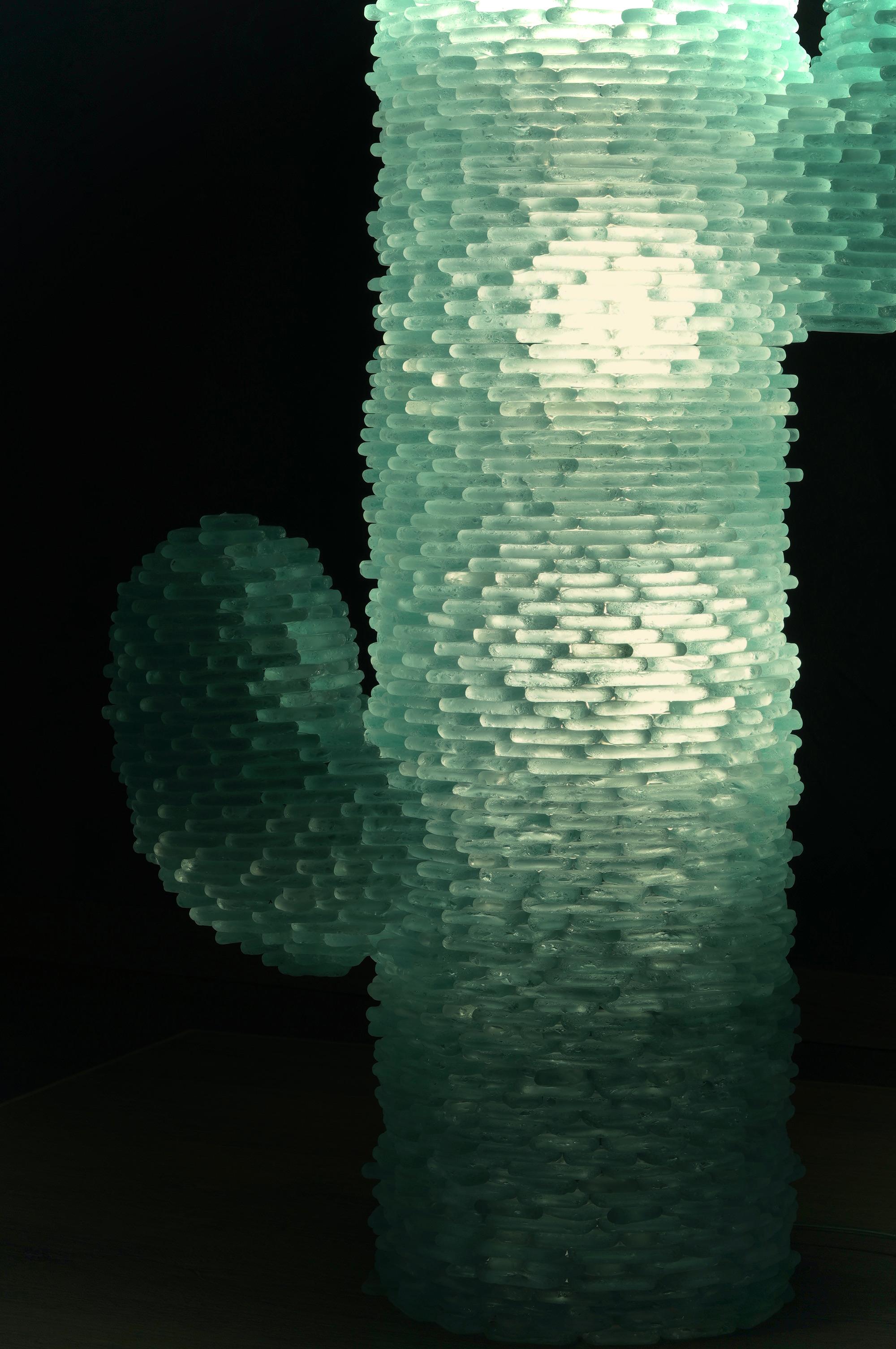 Lampadaire rond en verre d'art de Murano Cactus de couleur vert eau, 1970 en vente 5