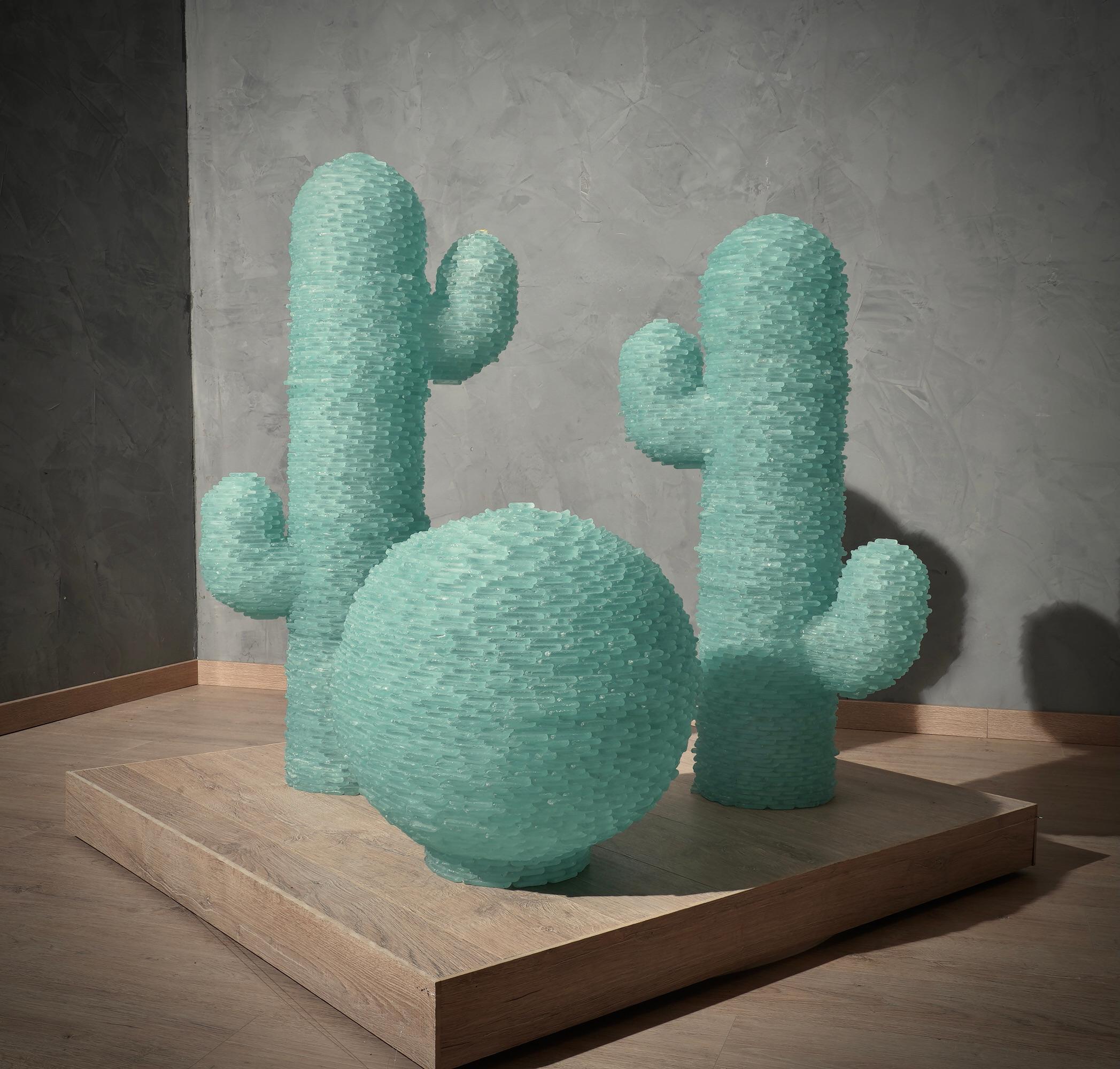 Lampadaire rond en verre d'art de Murano Cactus de couleur vert eau, 1970 en vente 6