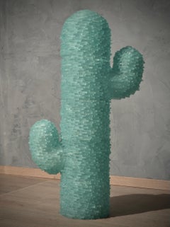 Murano Cactus Art glass Round Water Green Color Floor Lamp, 1970