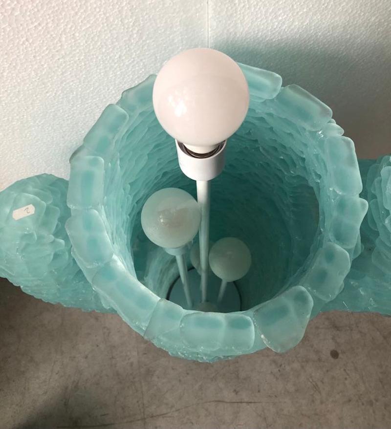 Fin du 20e siècle Lampadaire rond en verre d'art de Murano Cactus, vert eau, 1970 en vente