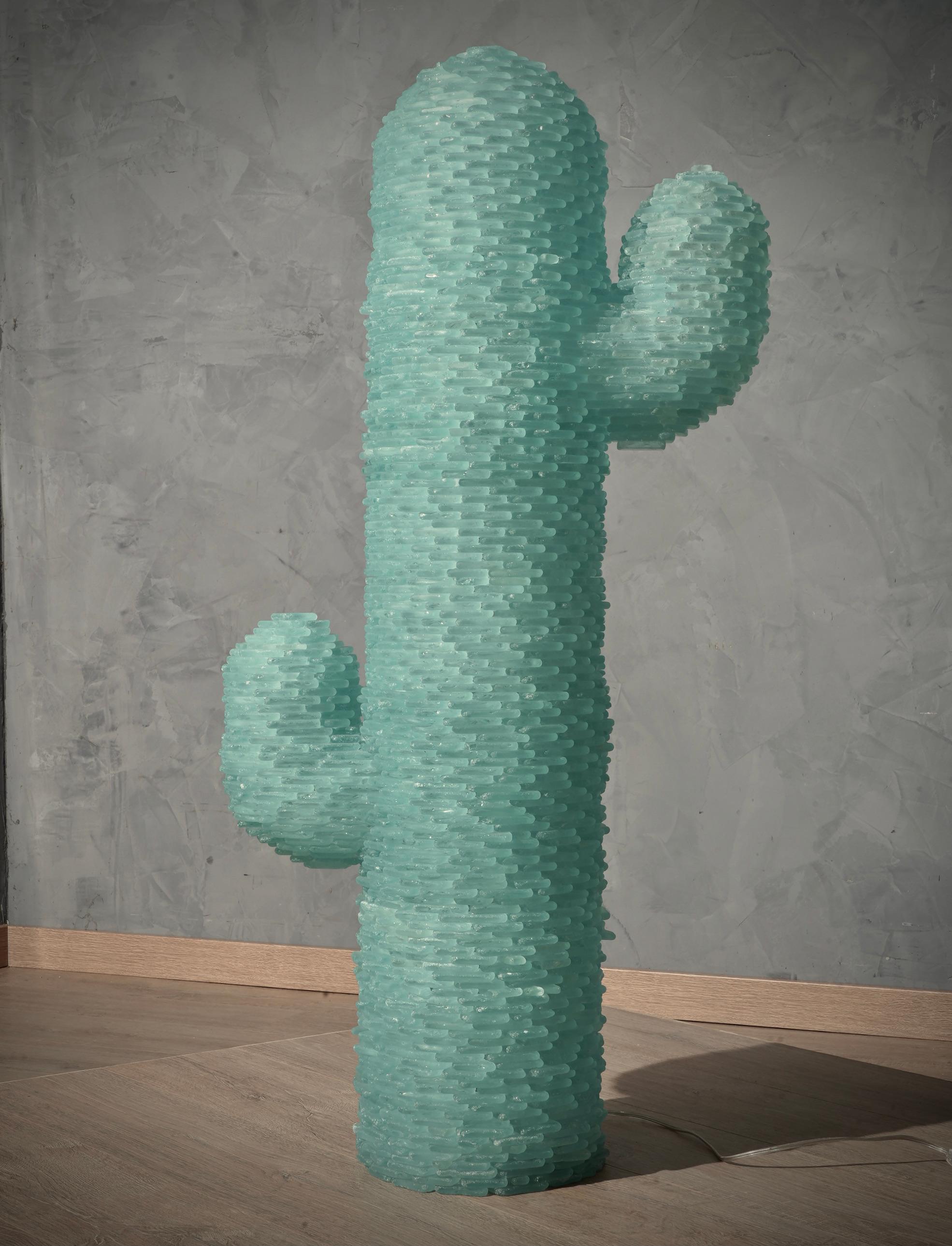 Verre d'art Lampadaire rond en verre d'art de Murano Cactus de couleur vert eau, 1970 en vente