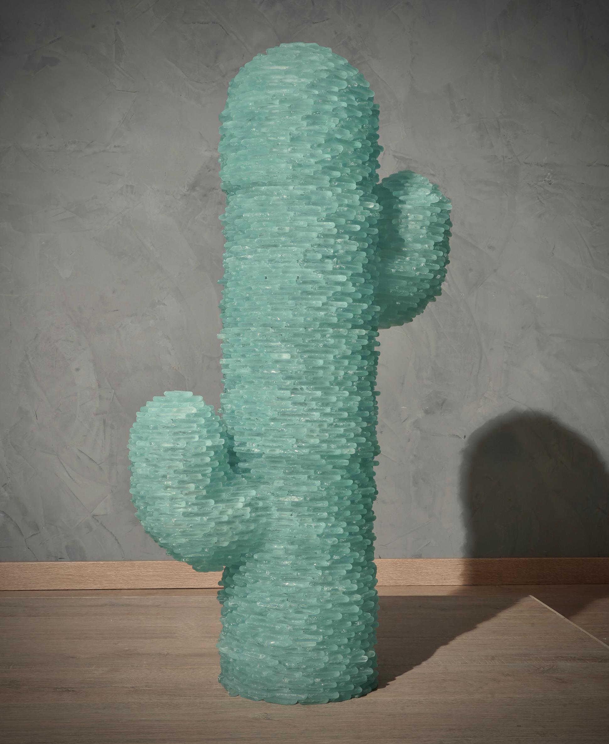 Lampadaire rond en verre d'art de Murano Cactus de couleur vert eau, 1970 en vente 1