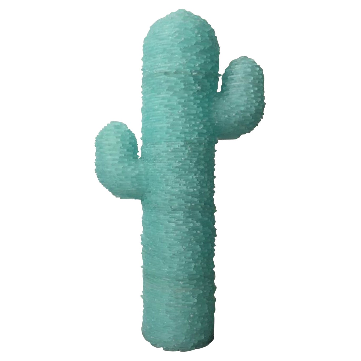 Lampada da terra di Murano in vetro artistico a forma di cactus, colore verde acqua, 1970 in vendita