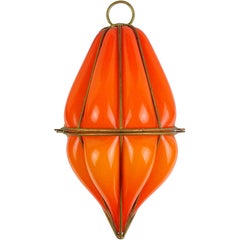 Murano Caged Orange White Italian Art Glass Lantern Pendant Lamp Shades