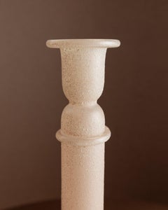 Murano Candleholders Pink Scavo Glass Candle Holder Classic Design Italy, 1970s