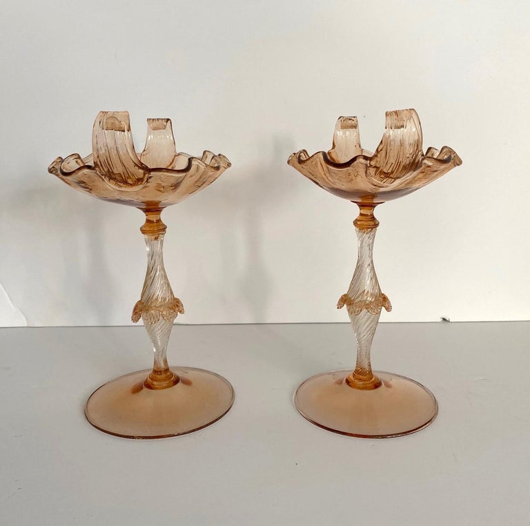 Murano Candy Compote Bowl Set of 2 For Sale at 1stDibs